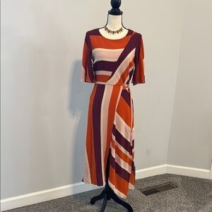 AUW Striped Multicolor Midi Dress. Size small